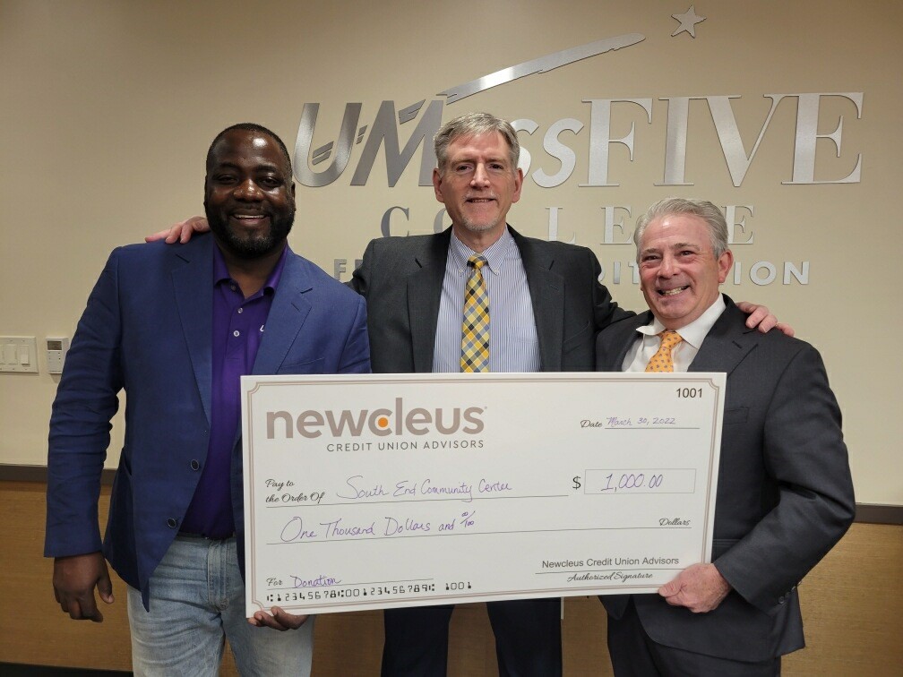 UMassFive CU and Newcleus Gives Charity Check